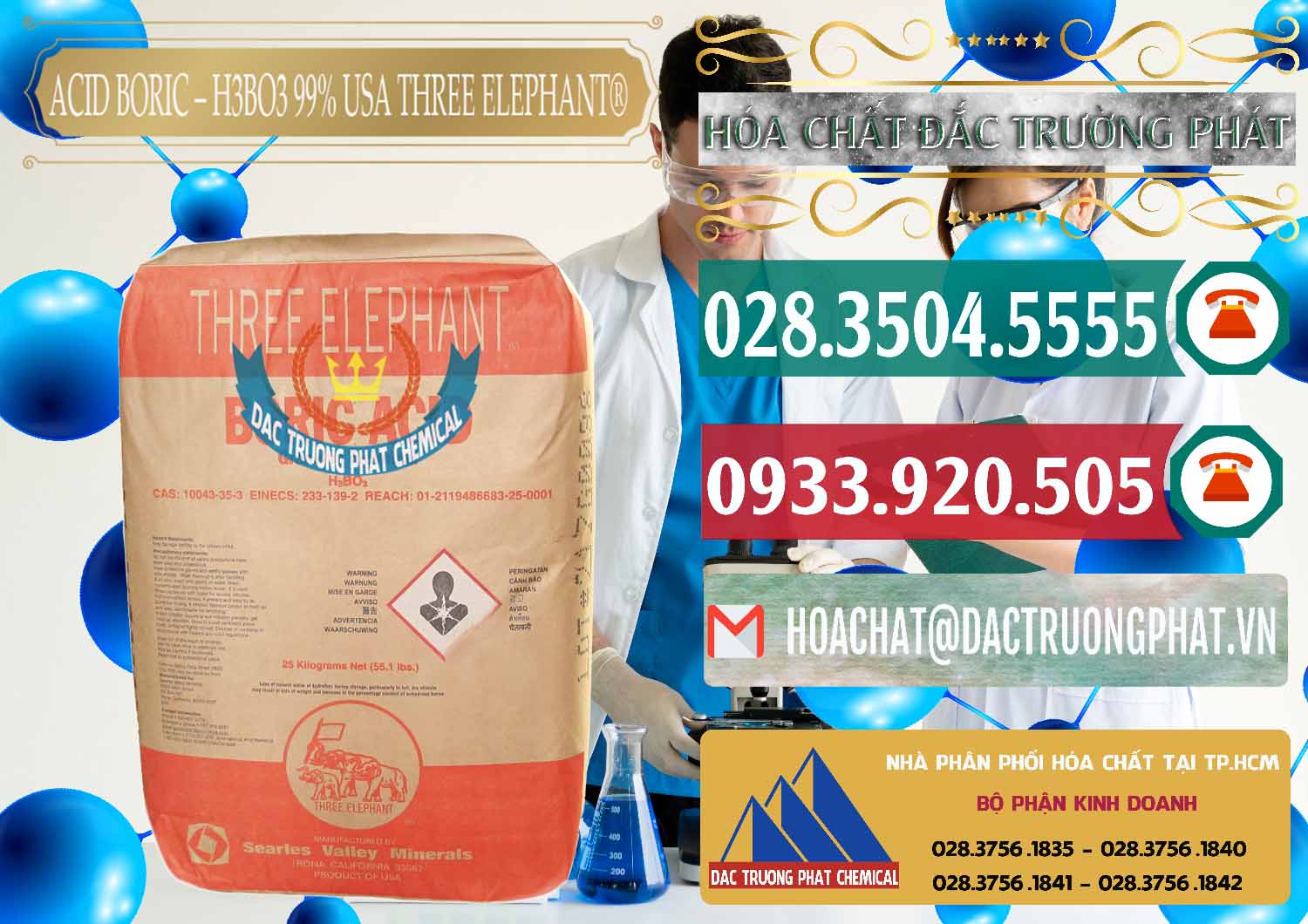 Công ty chuyên bán và cung cấp Acid Boric – Axit Boric H3BO3 Mỹ USA Three Elephant® - 0005 - Cung cấp & phân phối hóa chất tại TP.HCM - muabanhoachat.vn