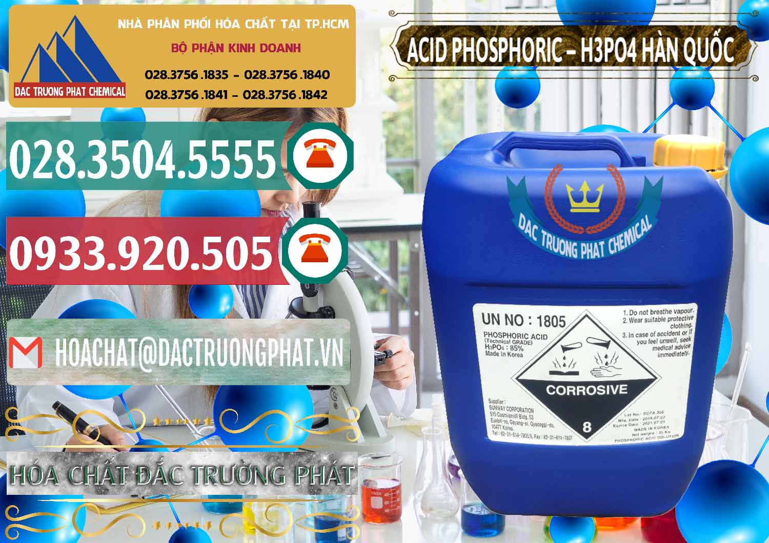 Công ty kinh doanh ( bán ) Acid Phosphoric – H3PO4 85% Can Xanh Hàn Quốc Korea - 0016 - Đơn vị chuyên nhập khẩu - cung cấp hóa chất tại TP.HCM - muabanhoachat.vn