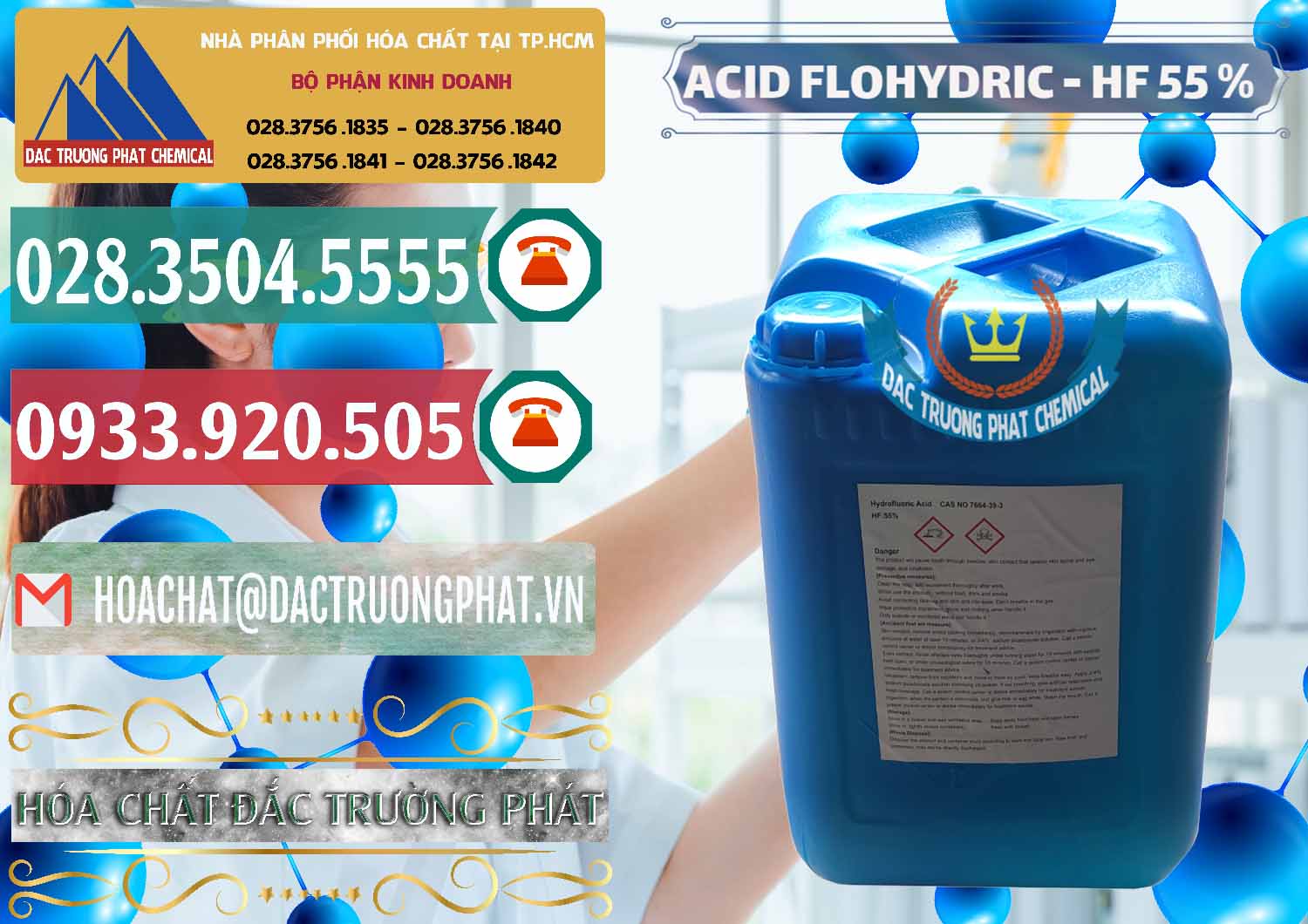 Cung cấp _ bán Axit HF - Acid HF 55% Can Xanh Trung Quốc China - 0080 - Nơi chuyên nhập khẩu ( phân phối ) hóa chất tại TP.HCM - muabanhoachat.vn