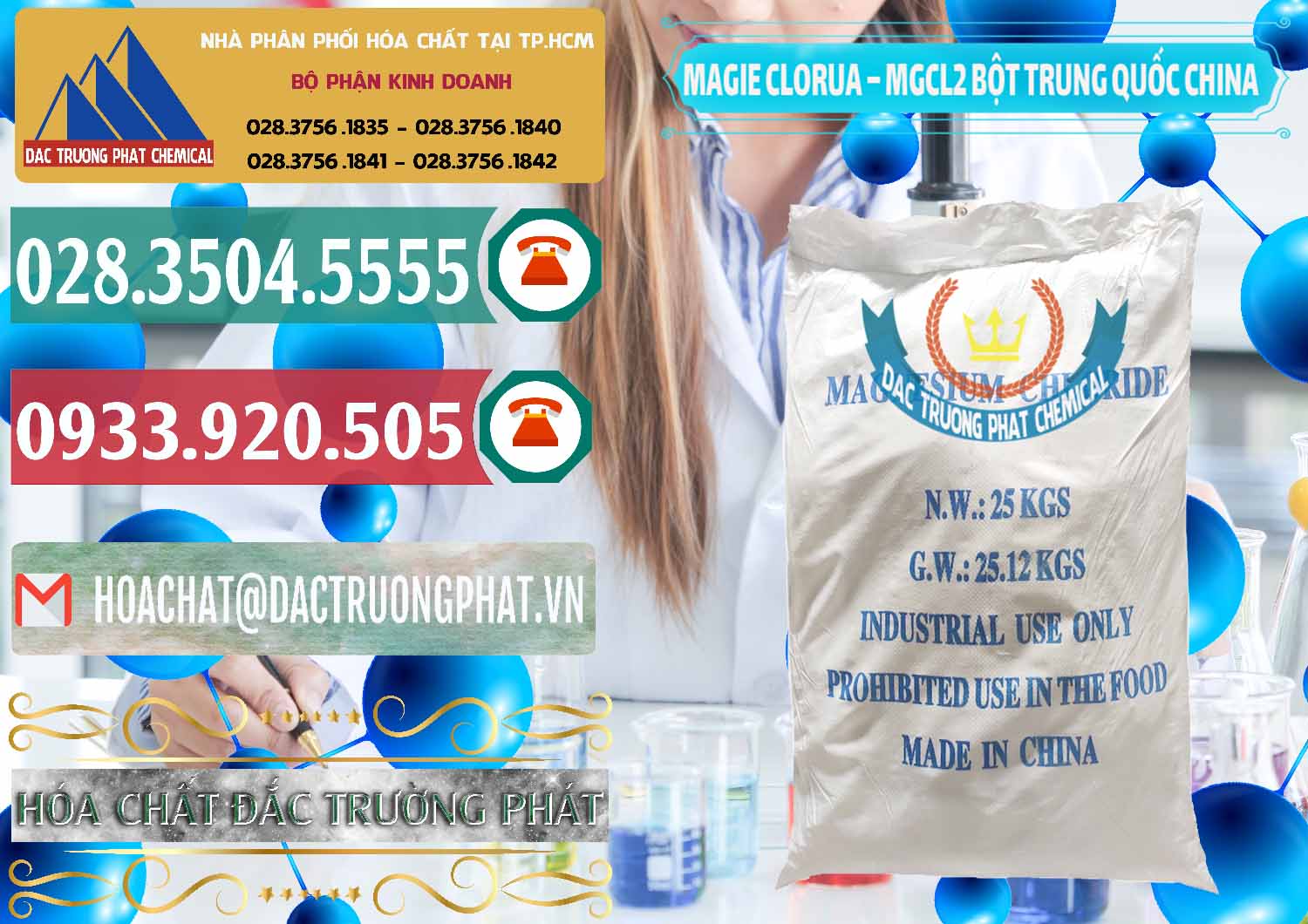 Nơi phân phối - bán Magie Clorua – MGCL2 96% Dạng Bột Bao Chữ Xanh Trung Quốc China - 0207 - Công ty cung cấp & nhập khẩu hóa chất tại TP.HCM - muabanhoachat.vn