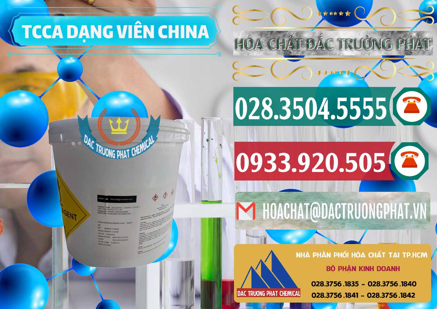 Nơi chuyên bán - phân phối TCCA - Acid Trichloroisocyanuric Dạng Viên Thùng 5kg Trung Quốc China - 0379 - Chuyên cung cấp ( nhập khẩu ) hóa chất tại TP.HCM - muabanhoachat.vn