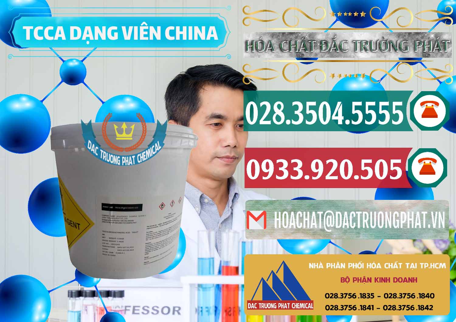 Chuyên nhập khẩu ( bán ) TCCA - Acid Trichloroisocyanuric Dạng Viên Thùng 5kg Trung Quốc China - 0379 - Công ty nhập khẩu & cung cấp hóa chất tại TP.HCM - muabanhoachat.vn