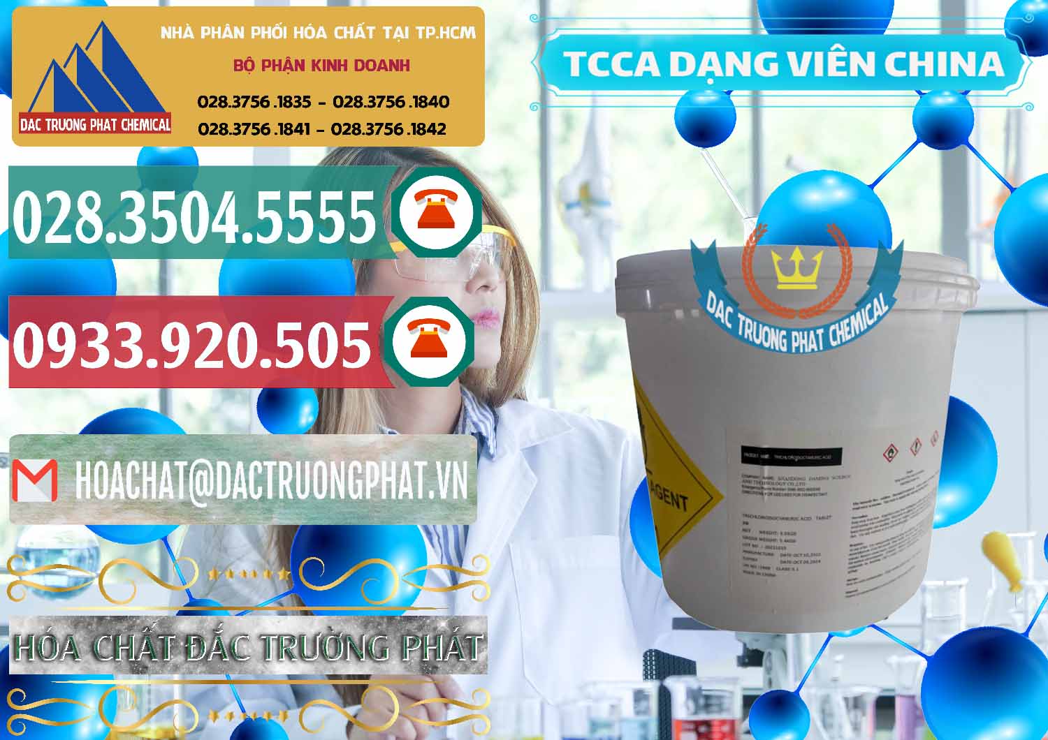Cty bán _ cung ứng TCCA - Acid Trichloroisocyanuric Dạng Viên Thùng 5kg Trung Quốc China - 0379 - Cty chuyên cung ứng & phân phối hóa chất tại TP.HCM - muabanhoachat.vn